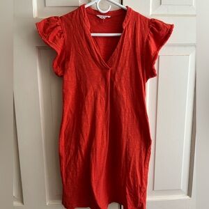 THML Orange Ruffled Mini Dress with Flutter Cap Sleeves